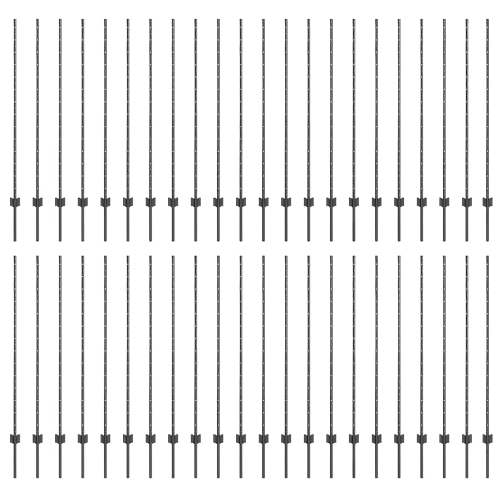 Fence Post 44 pcs Grey 180 cm Steel