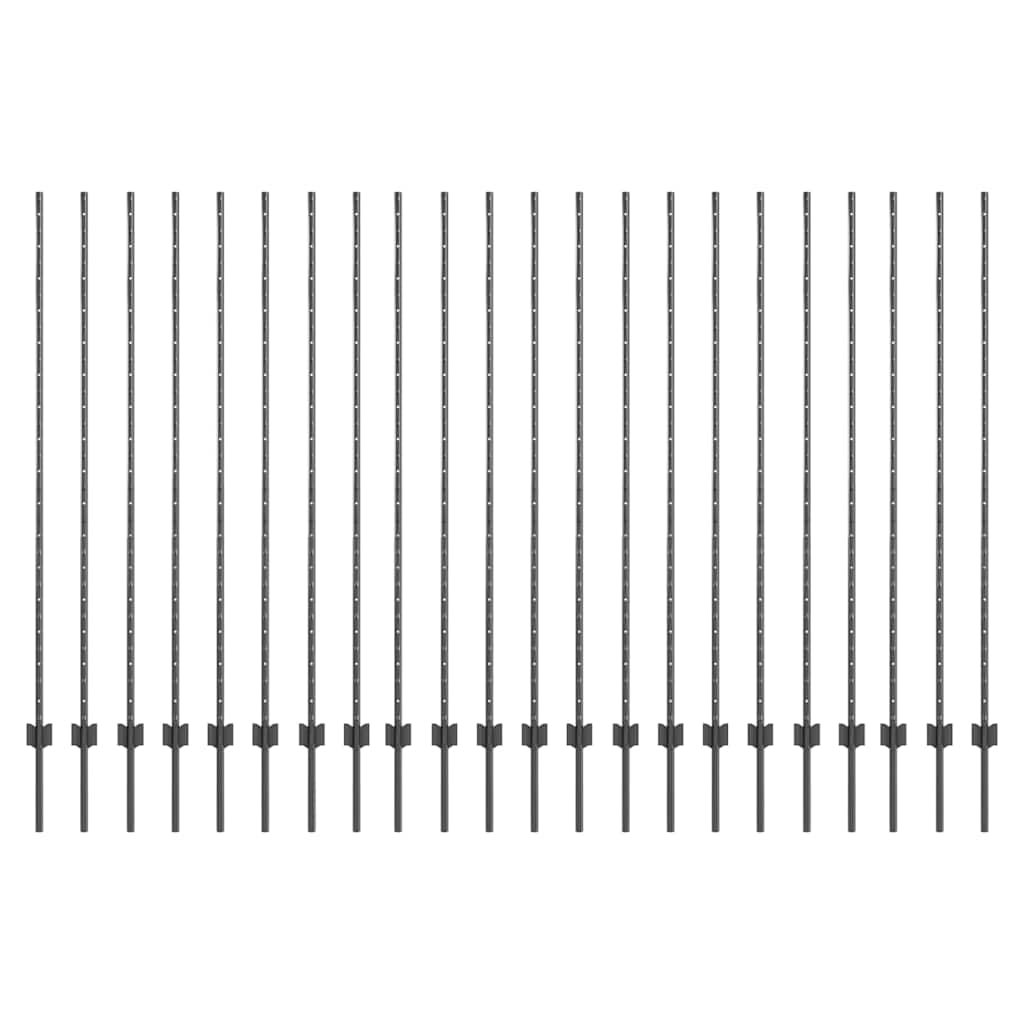 Fence Post 22 pcs Grey 200 cm Steel