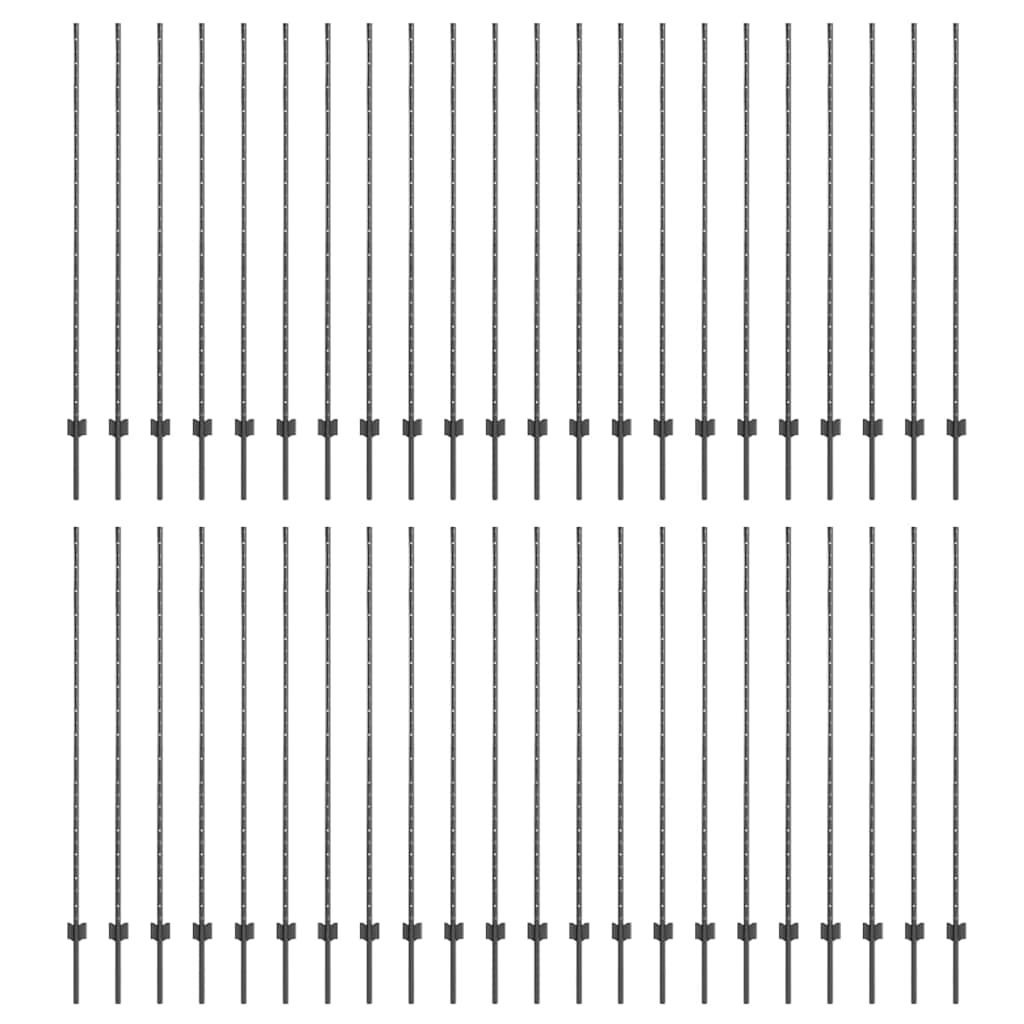 Fence Post 44 pcs Grey 200 cm Steel