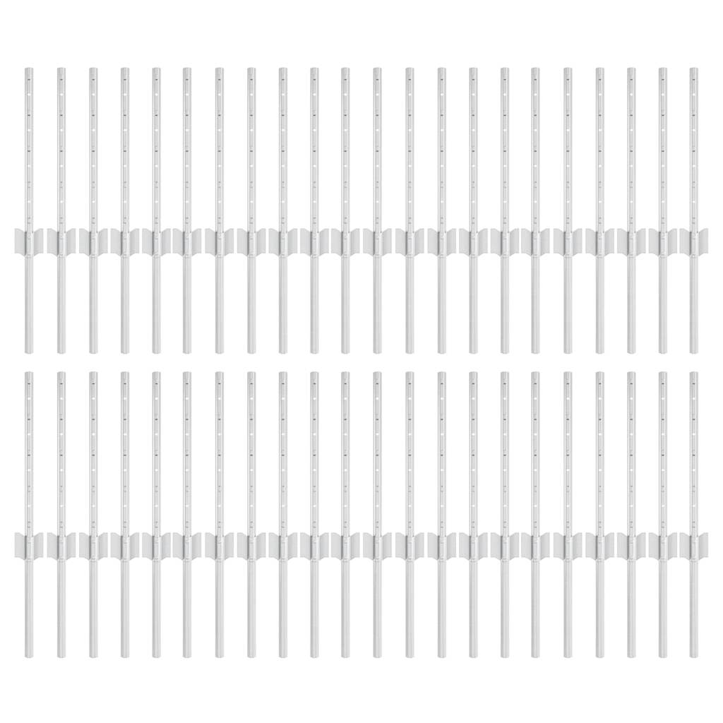 Fence Post 44 pcs Silver 80 cm Steel