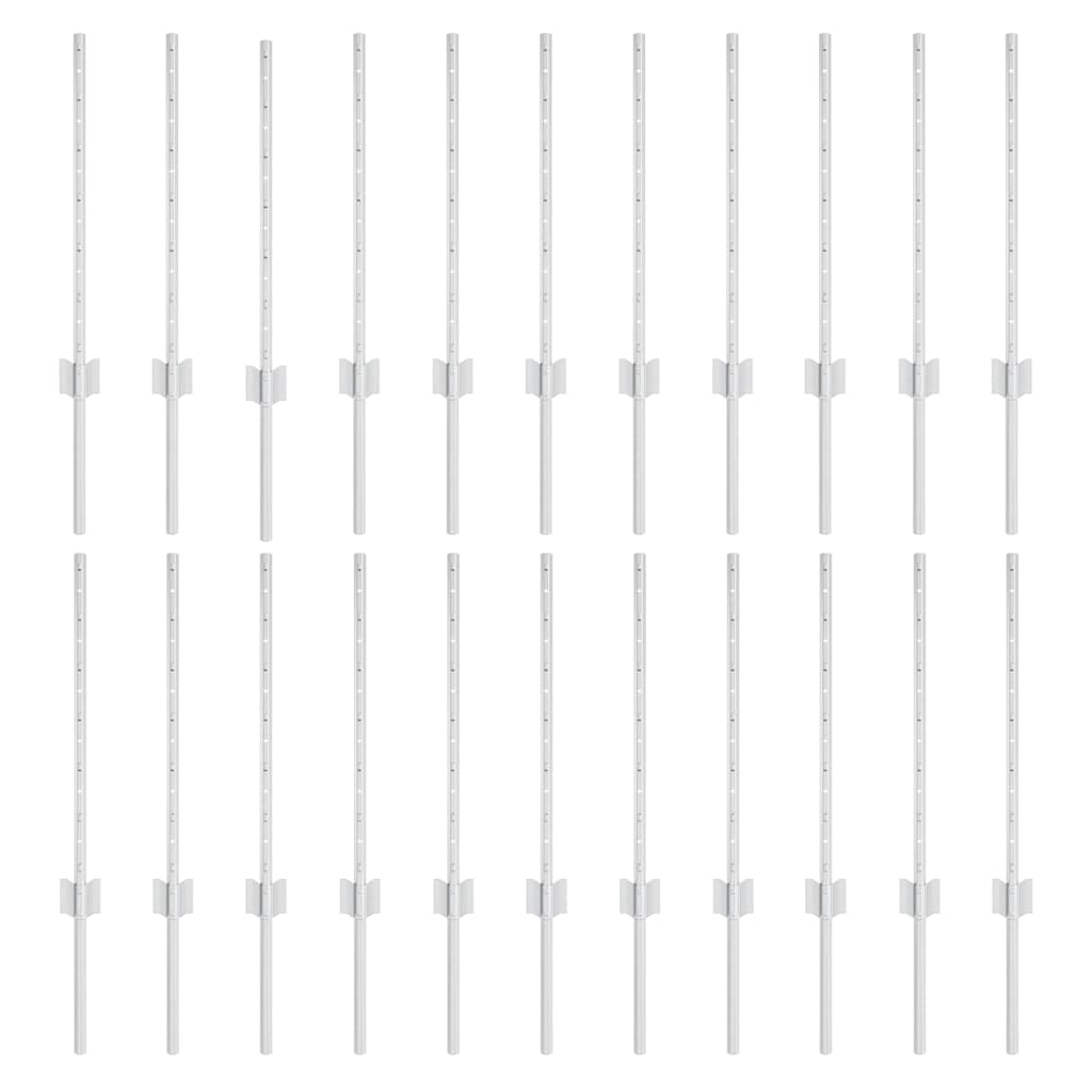 Fence Post 22 pcs Silver 100 cm Steel