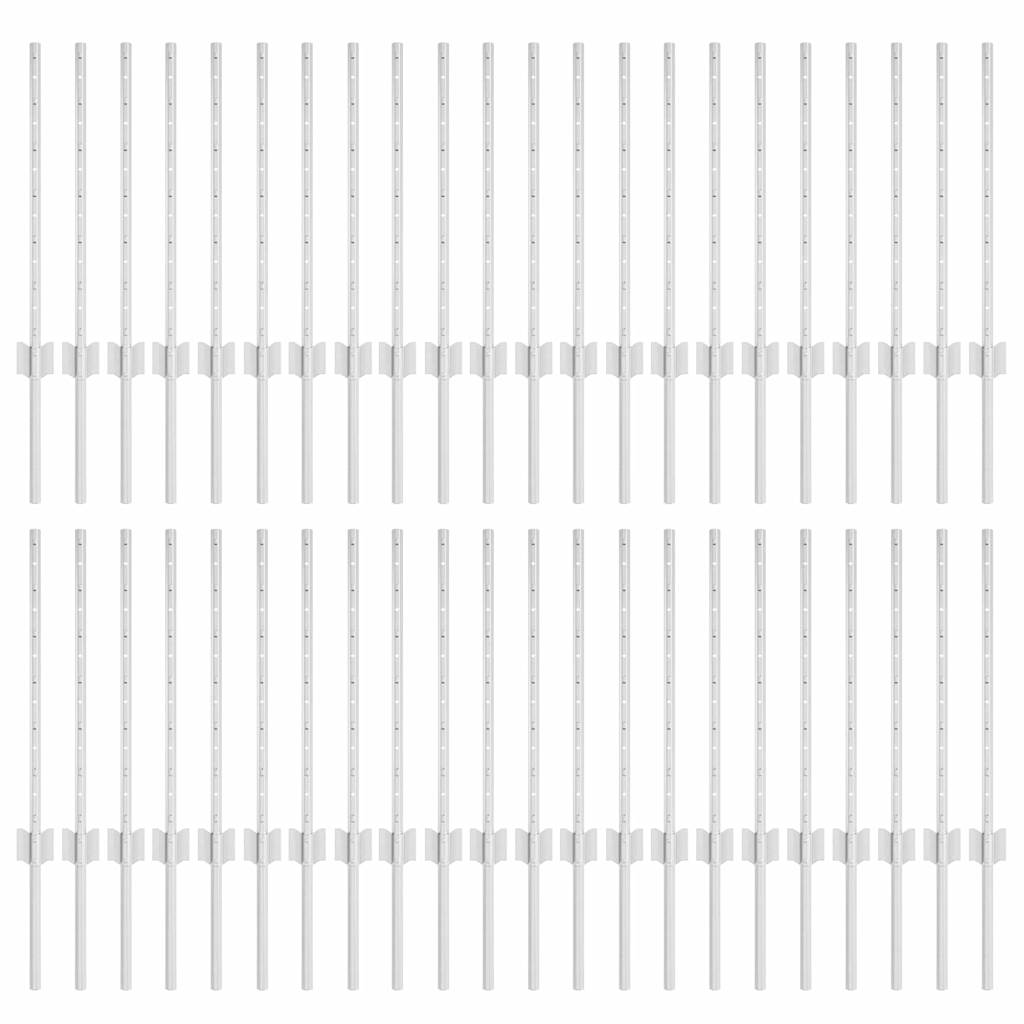 Fence Post 44 pcs Silver 100 cm Steel