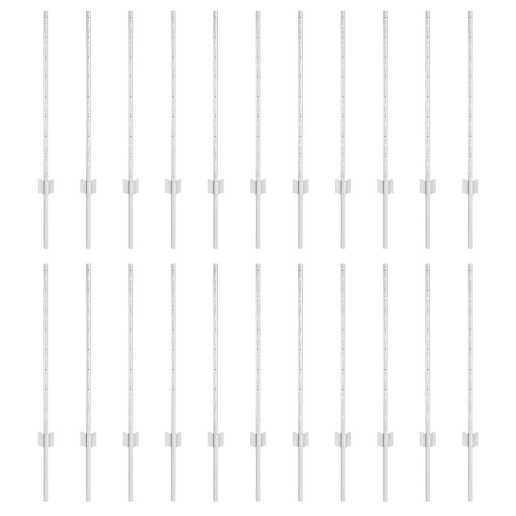 Fence Post 22 pcs Silver 120 cm Steel