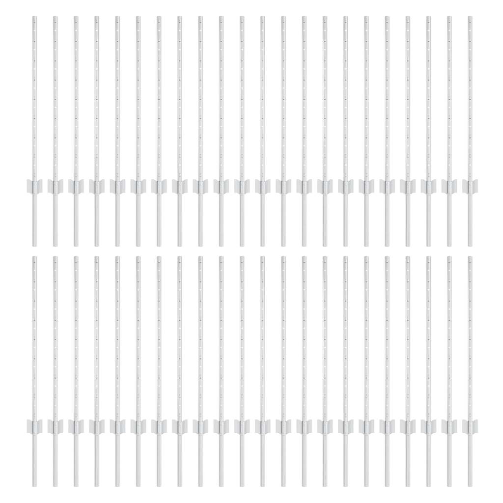 Fence Post 44 pcs Silver 120 cm Steel