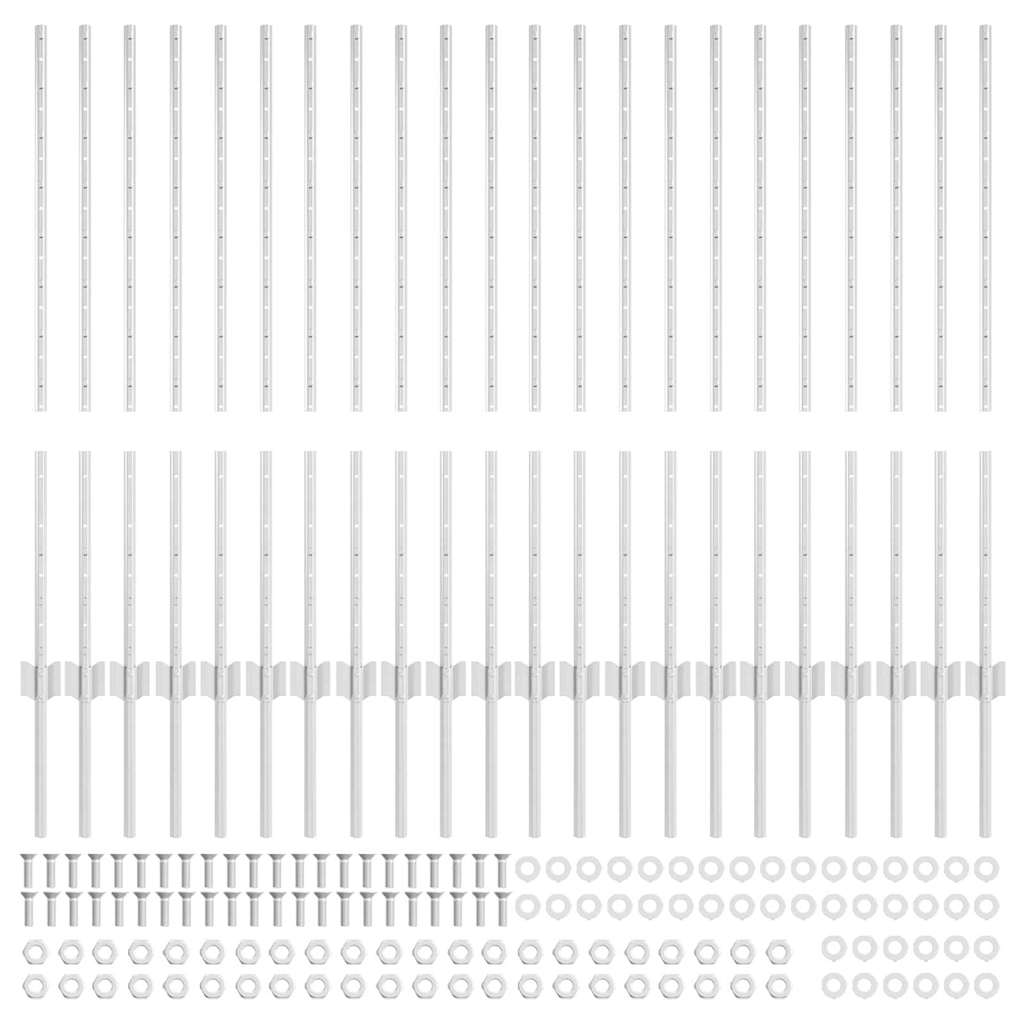 Fence Post 22 pcs Silver 140 cm Steel