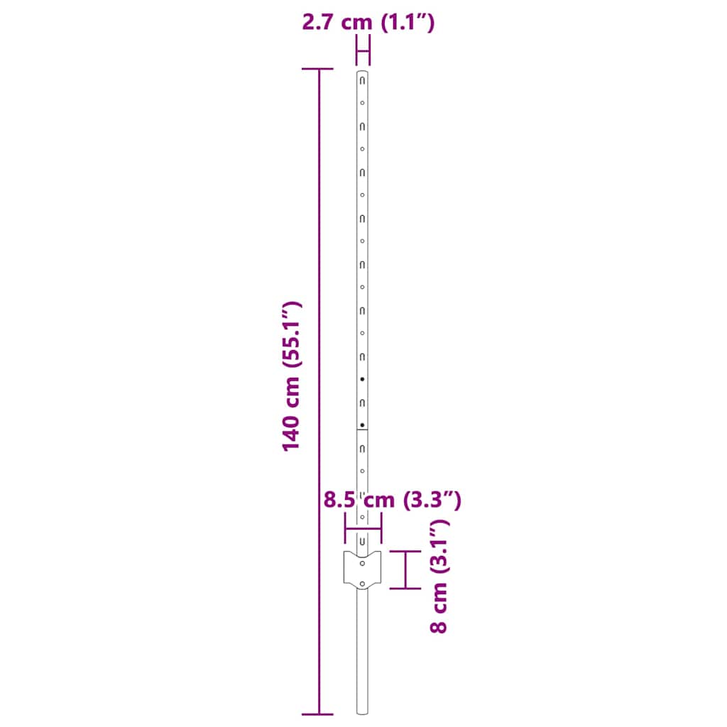 Fence Post 22 pcs Silver 140 cm Steel