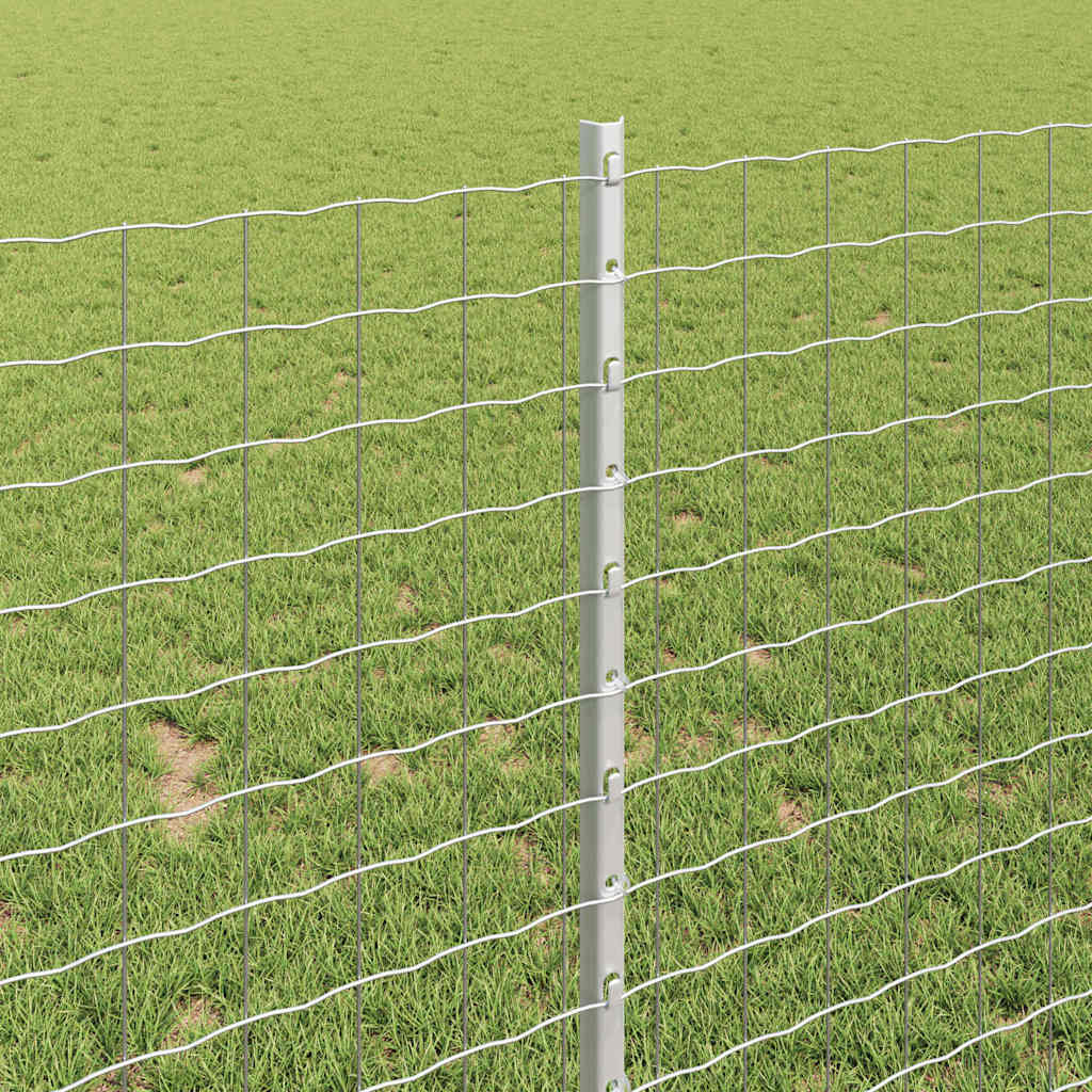 Fence Post 44 pcs Silver 140 cm Steel