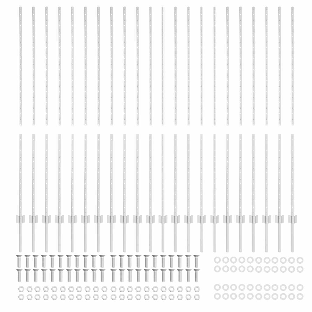 Fence Post 22 pcs Silver 200 cm Steel