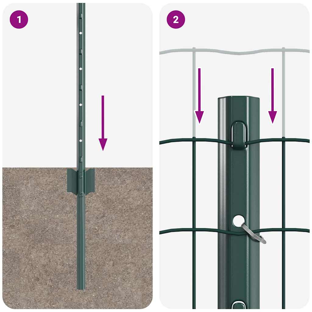 Fence with Post Green 0.8 x 10 m Steel and PVC