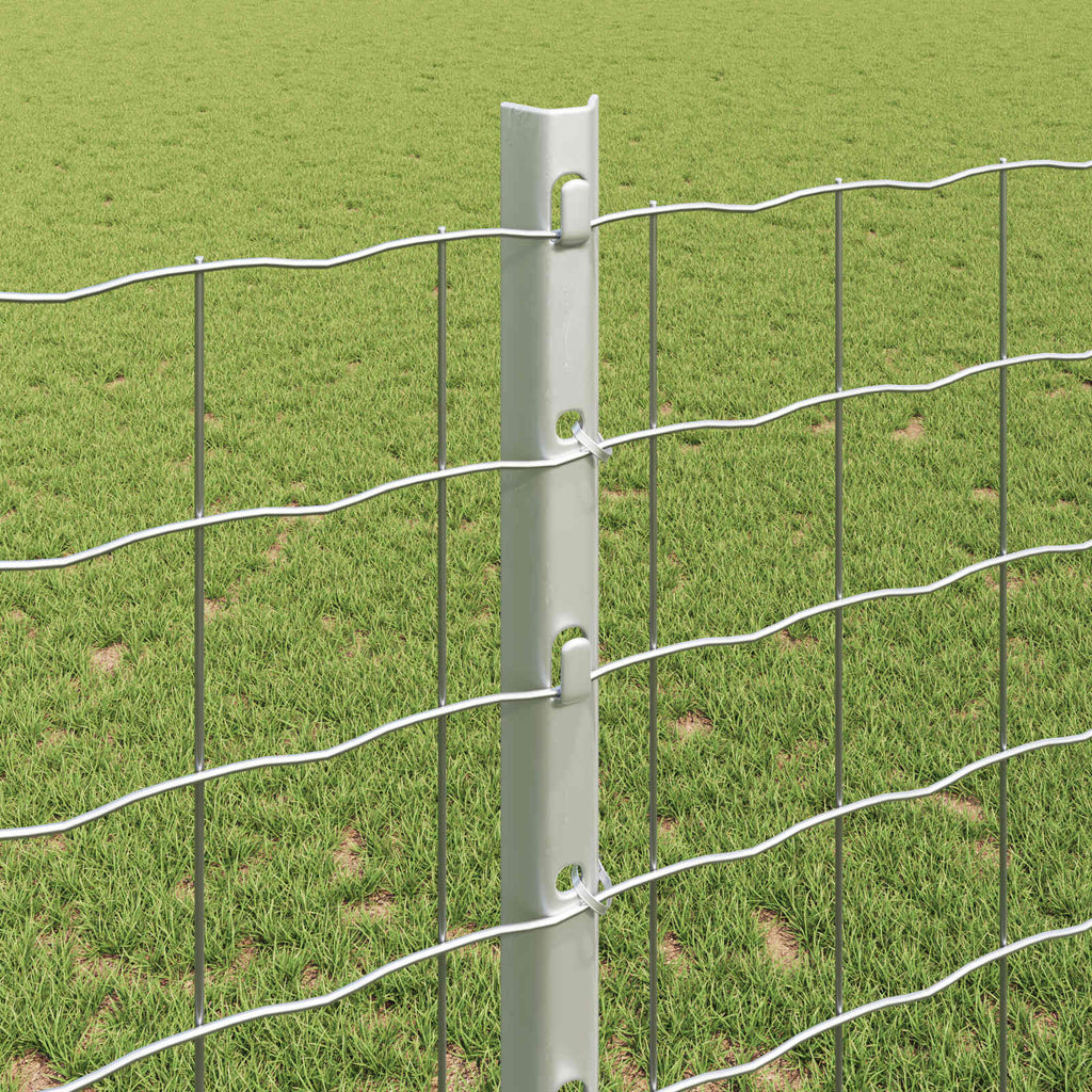 Fence with Post Silver 1.2 x 10 m Steel