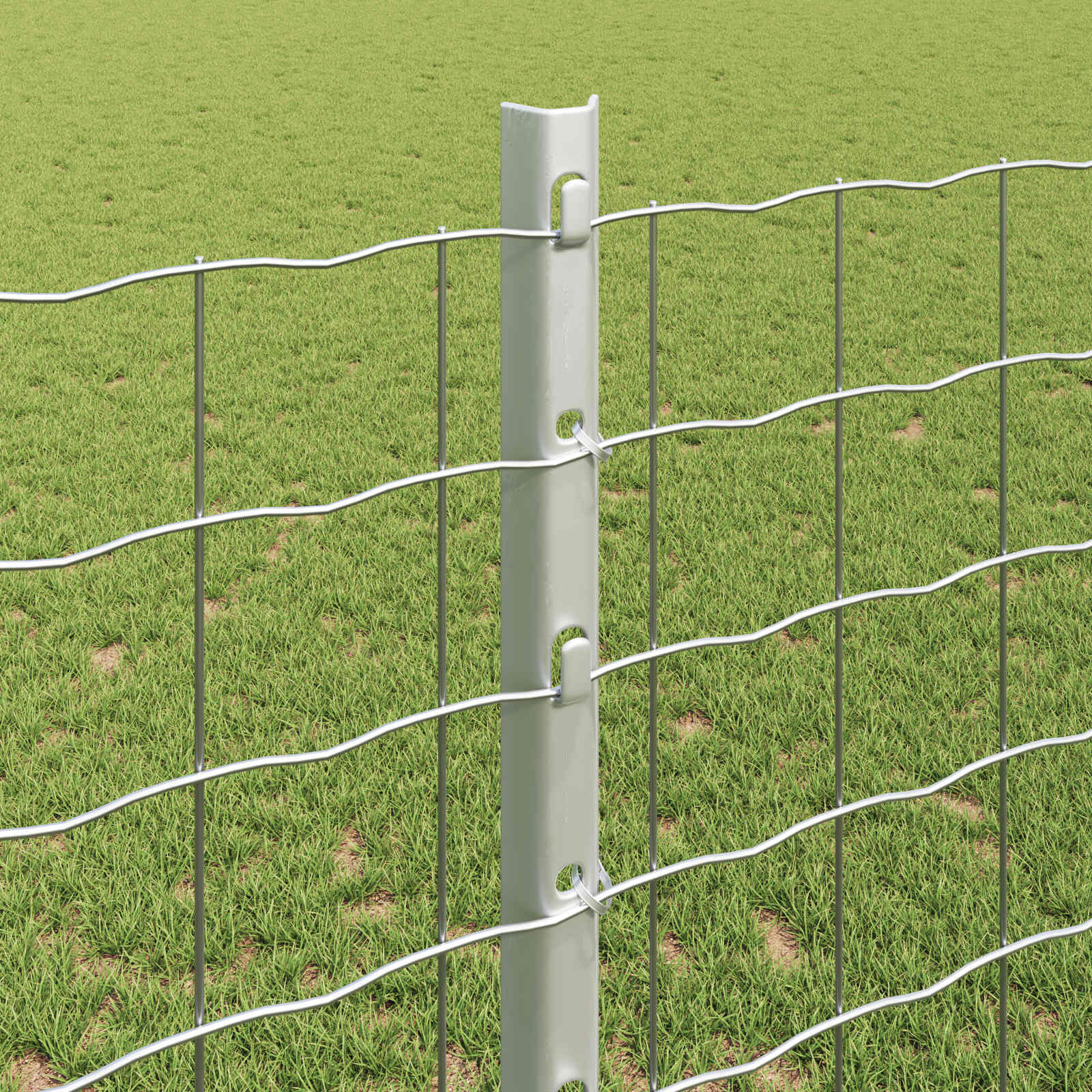Fence with Post Silver 1.2 x 10 m Steel