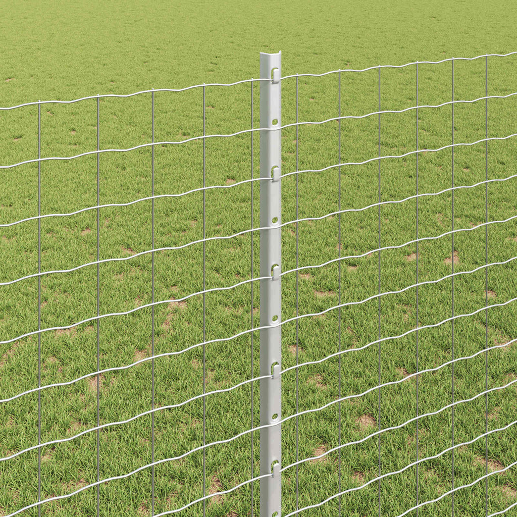 Fence with Post Silver 1.4 x 10 m Steel