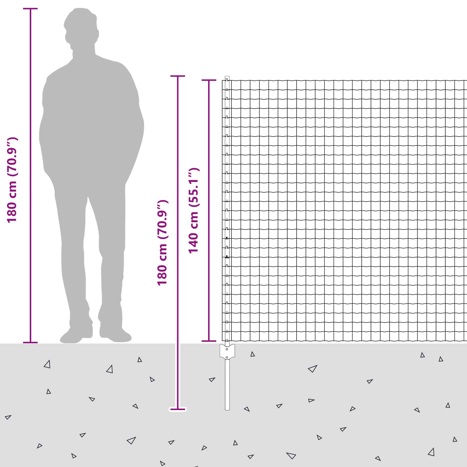 Fence with Post Silver 1.4 x 10 m Steel