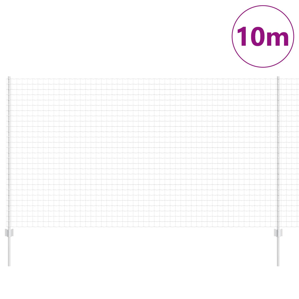 Fence with Post Silver 1.4 x 10 m Steel