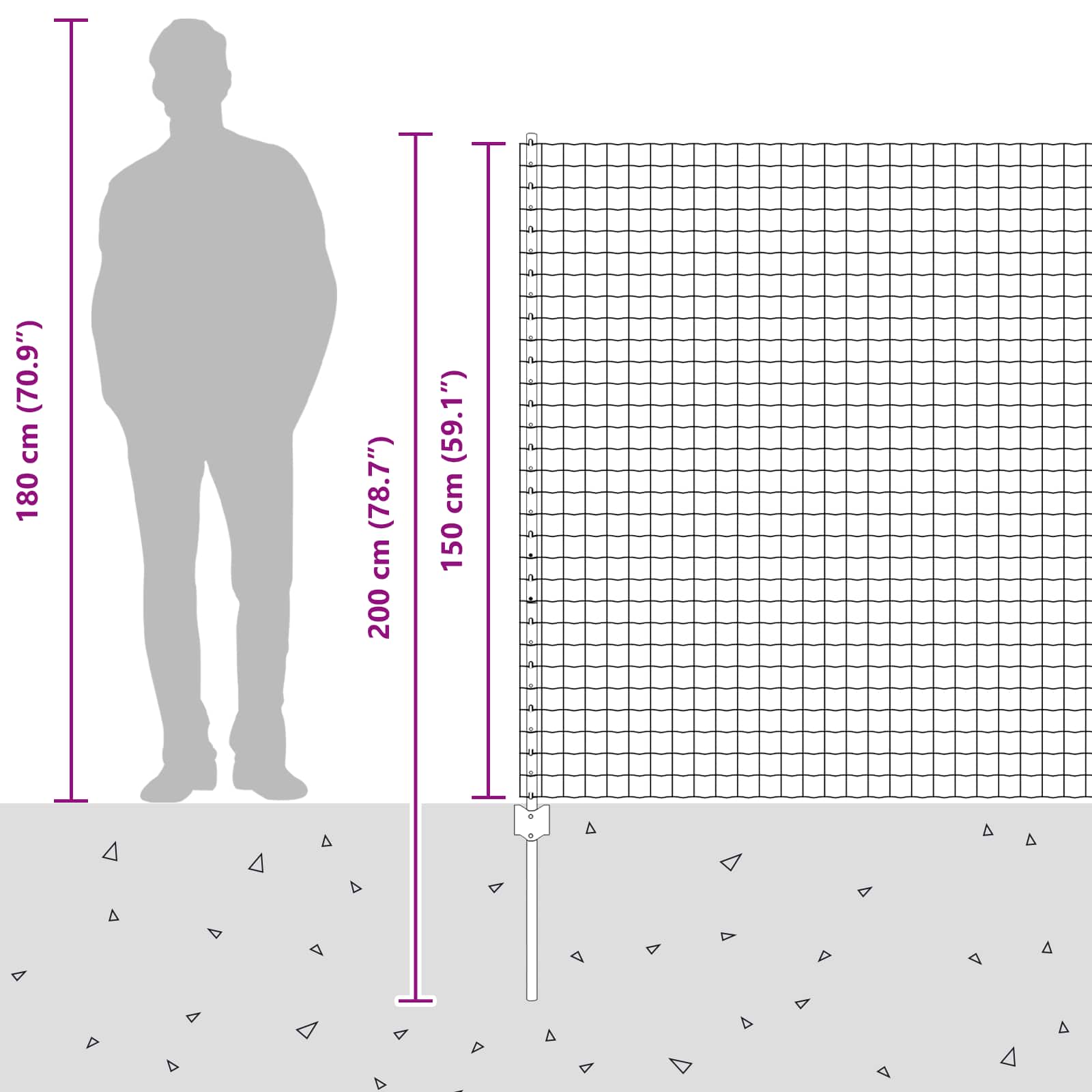 Fence with Post Silver 1.5 x 10 m Steel