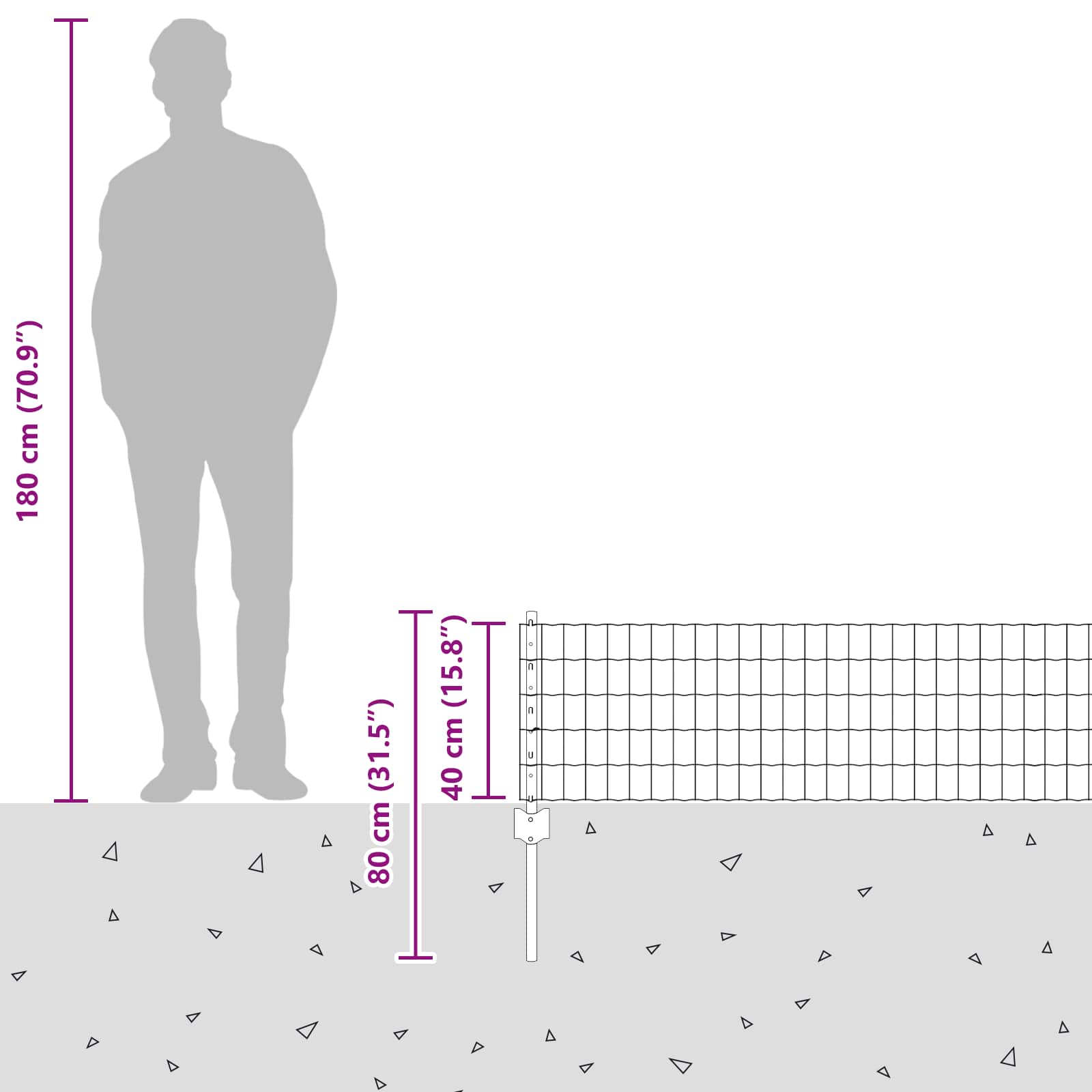 Fence with Post Silver 0.4 x 10 m Steel
