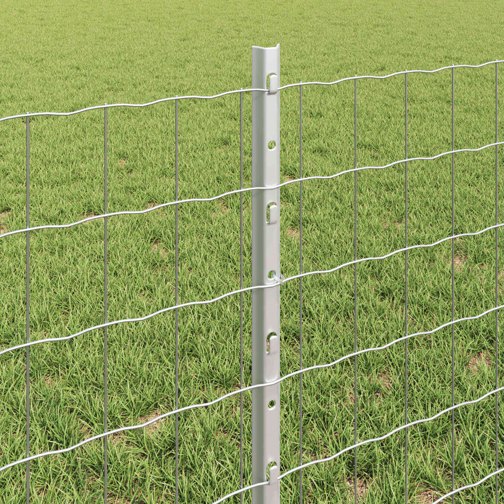 Fence with Post Silver 0.6 x 10 m Steel