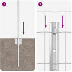 Fence with Post Silver 0.6 x 10 m Steel