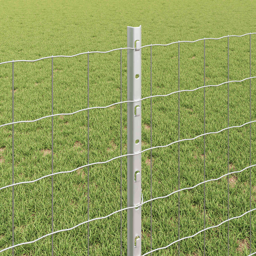 Fence with Post Silver 0.8 x 10 m Steel