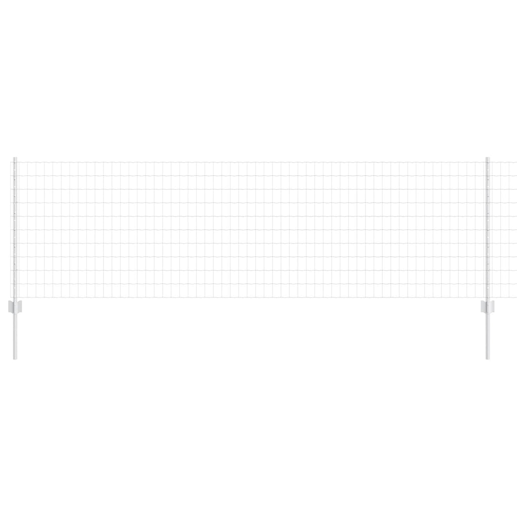 Fence with Post Silver 0.8 x 10 m Steel