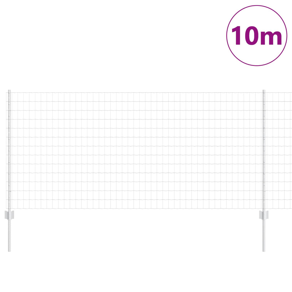 Fence with Post Silver 1 x 10 m Steel