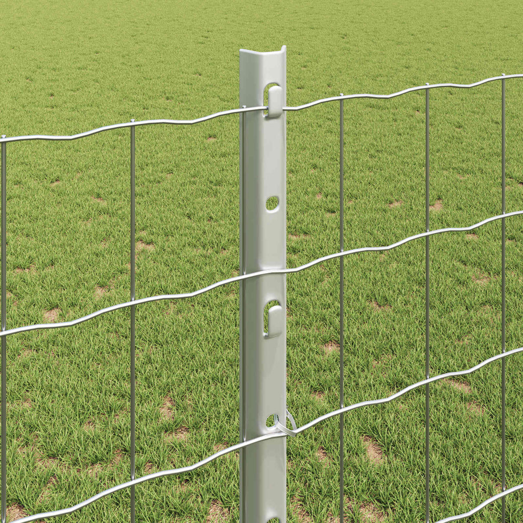 Fence with Post Silver 1.2 x 10 m Steel