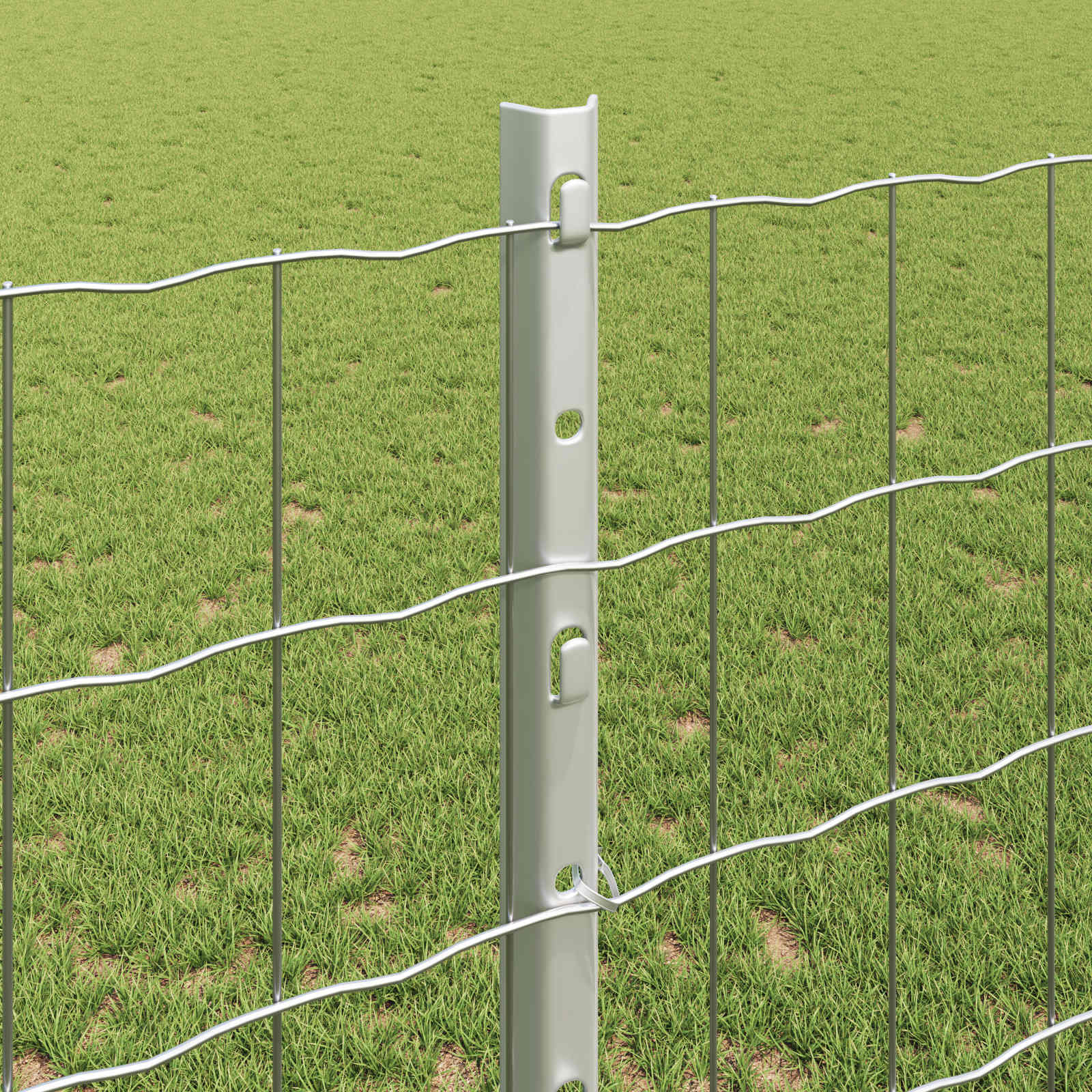 Fence with Post Silver 1.2 x 10 m Steel