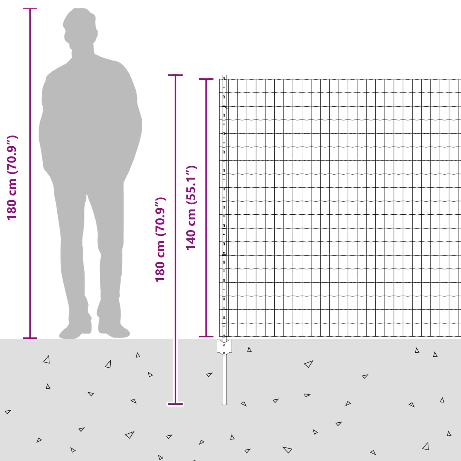 Fence with Post Silver 1.4 x 10 m Steel