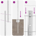 Fence with Post Silver 1.5 x 10 m Steel