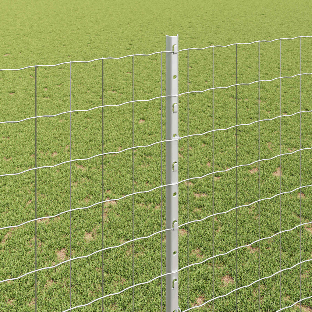Fence with Post Silver 1.6 x 10 m Steel