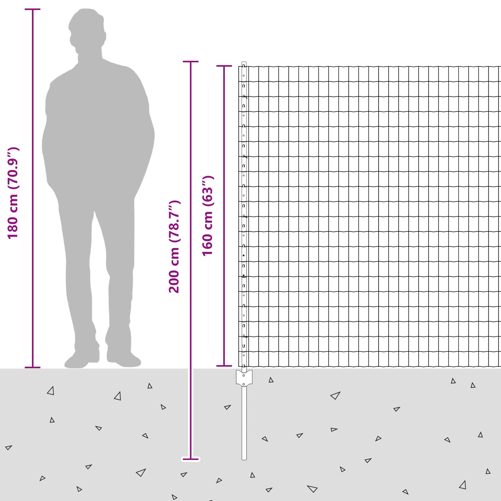 Fence with Post Silver 1.6 x 10 m Steel