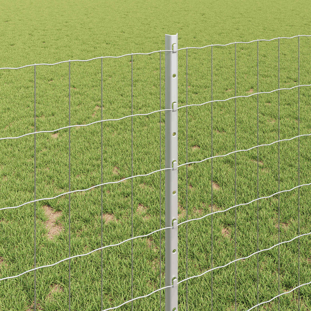 Fence with Post Silver 1 x 10 m Steel