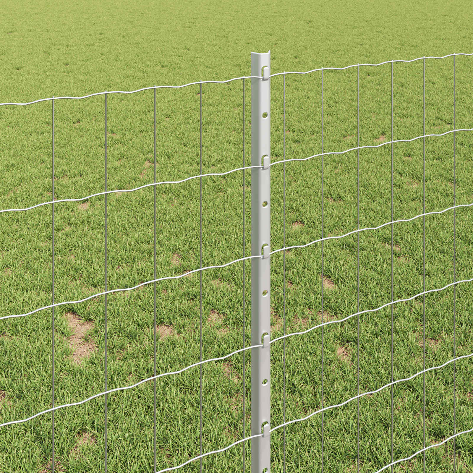 Fence with Post Silver 1 x 10 m Steel