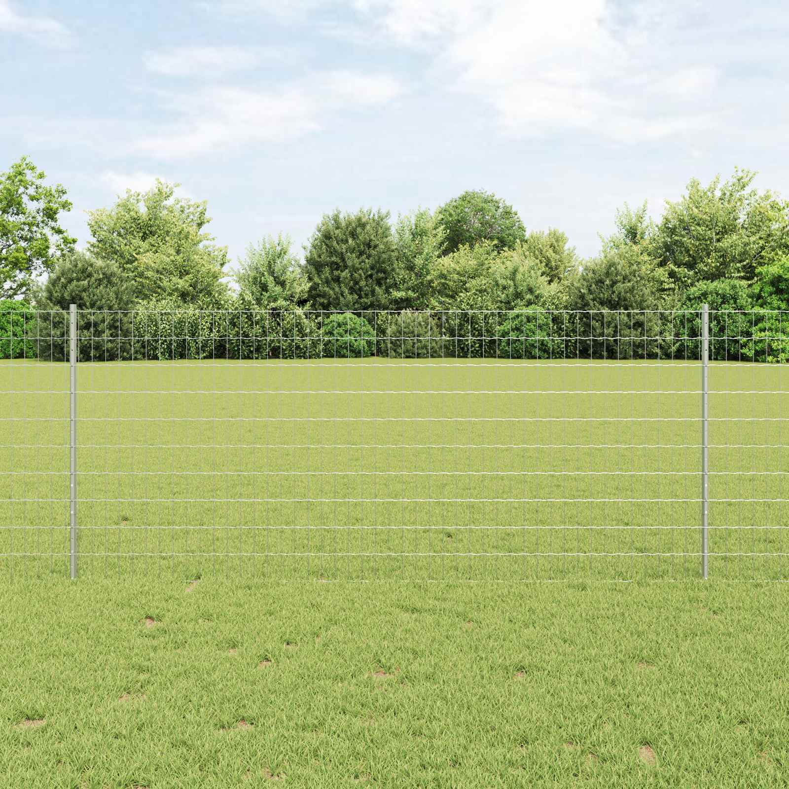Fence with Post Silver 1 x 10 m Steel