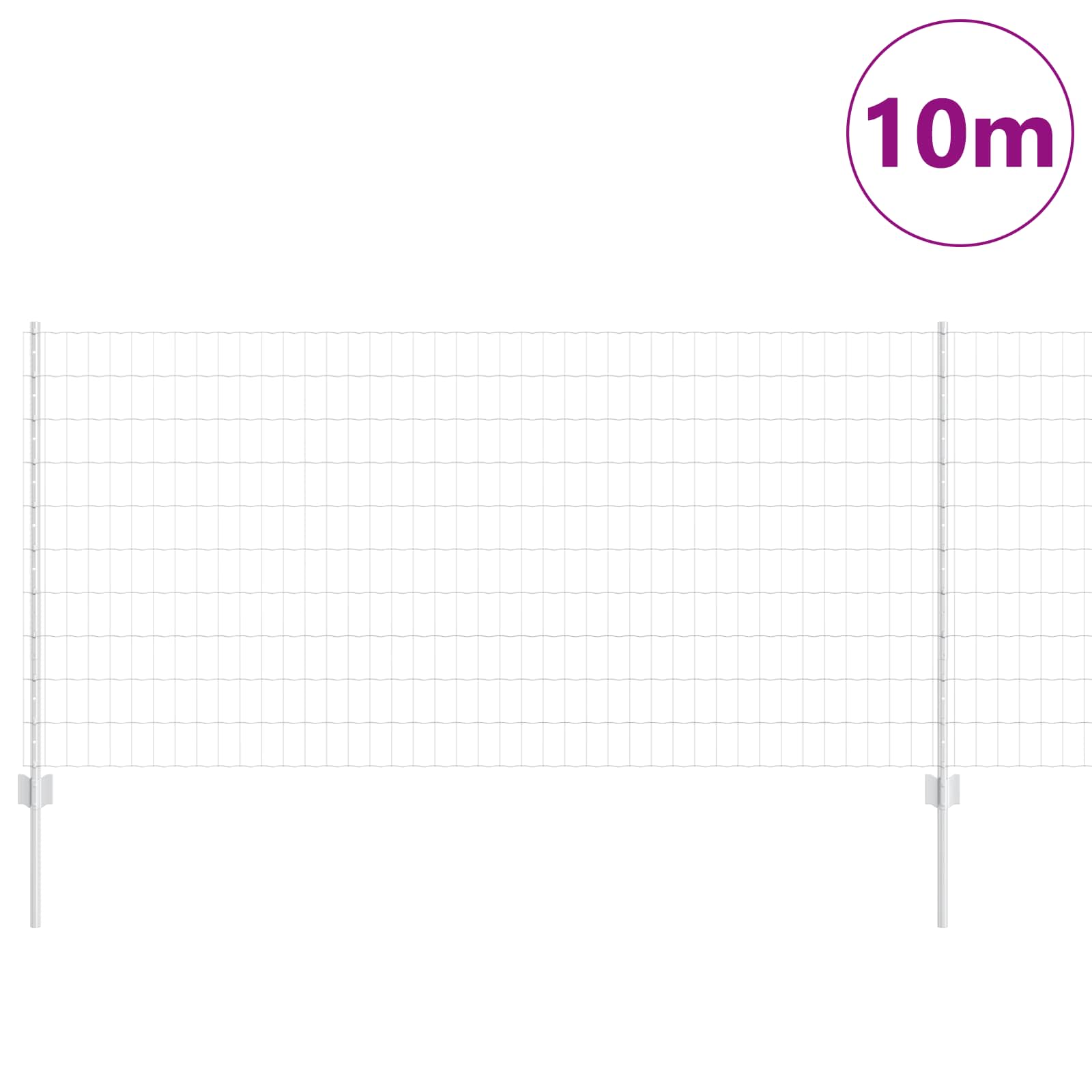 Fence with Post Silver 1 x 10 m Steel