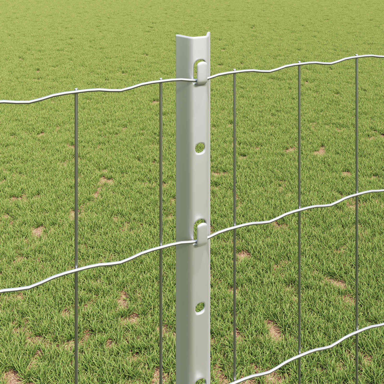 Fence with Post Silver 1.2 x 10 m Steel