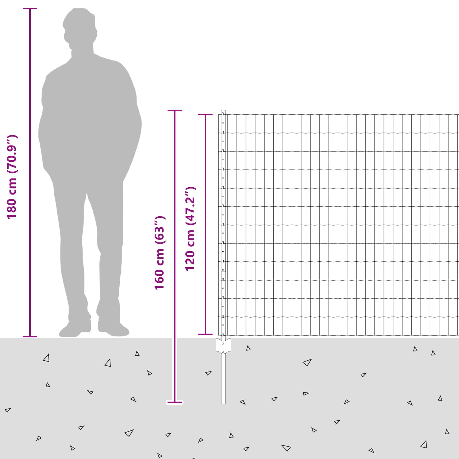 Fence with Post Silver 1.2 x 10 m Steel