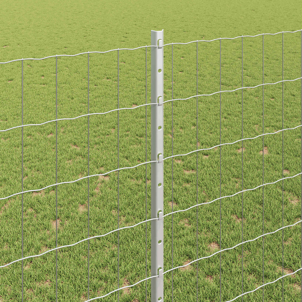 Fence with Post Silver 1.4 x 10 m Steel