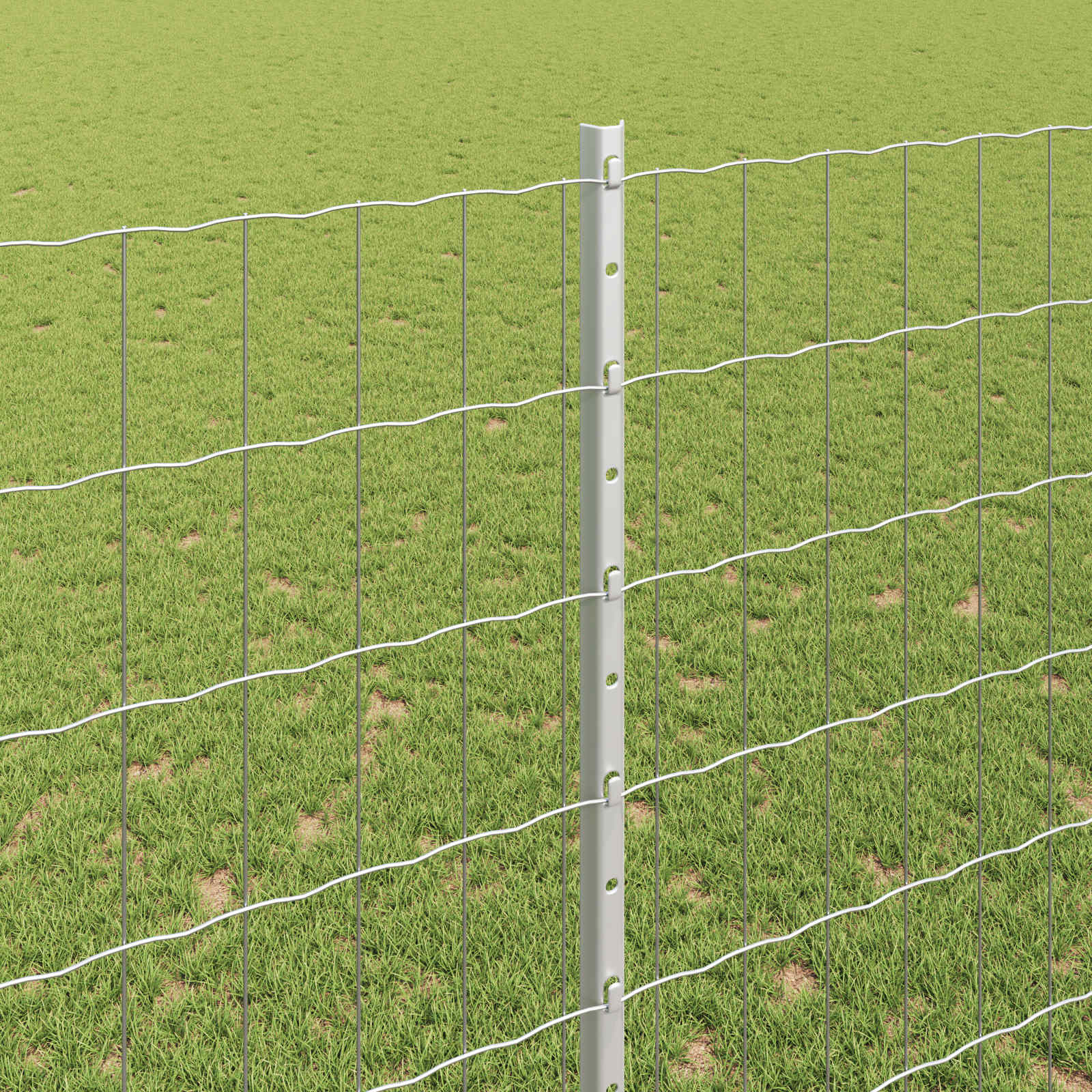 Fence with Post Silver 1.5 x 10 m Steel