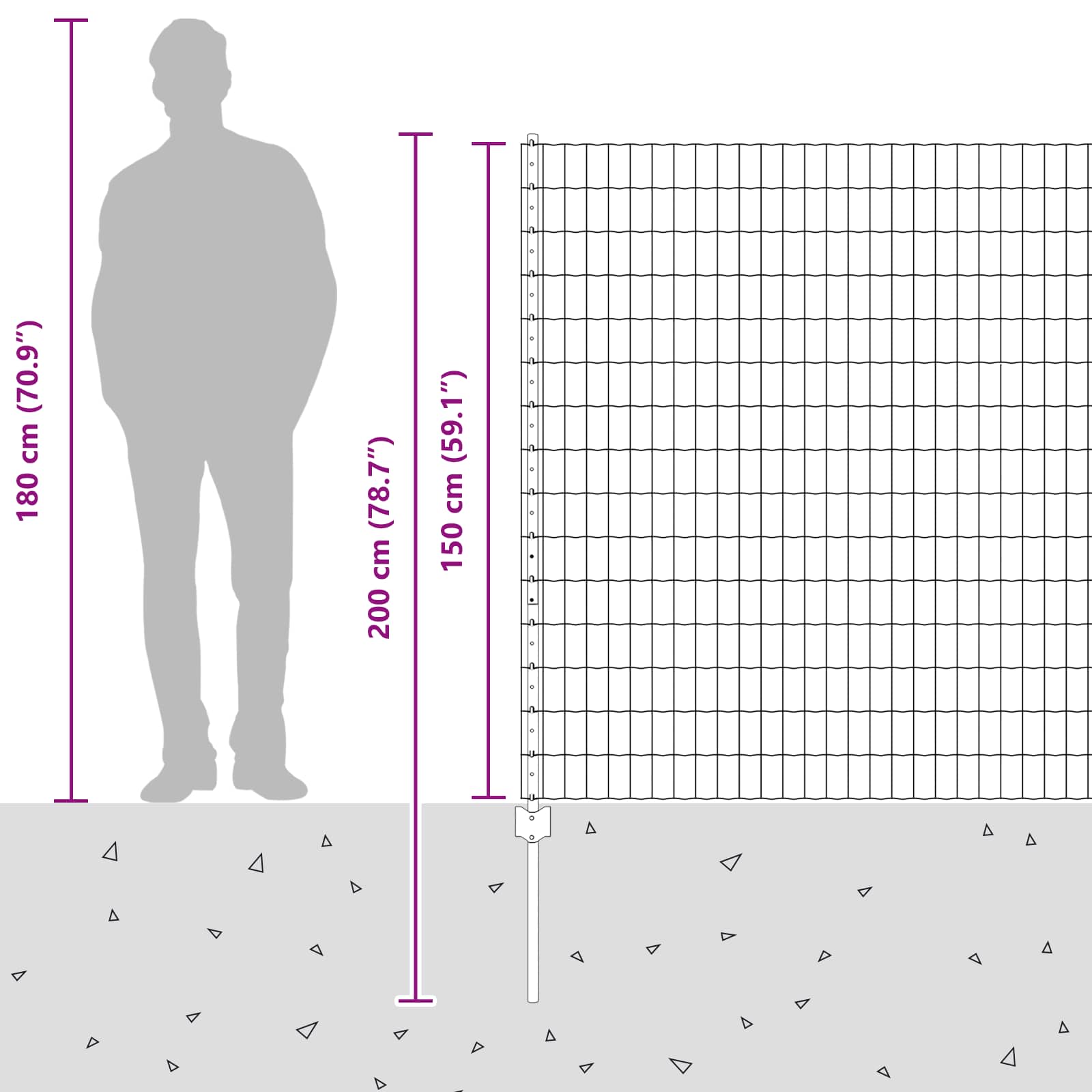 Fence with Post Silver 1.5 x 10 m Steel