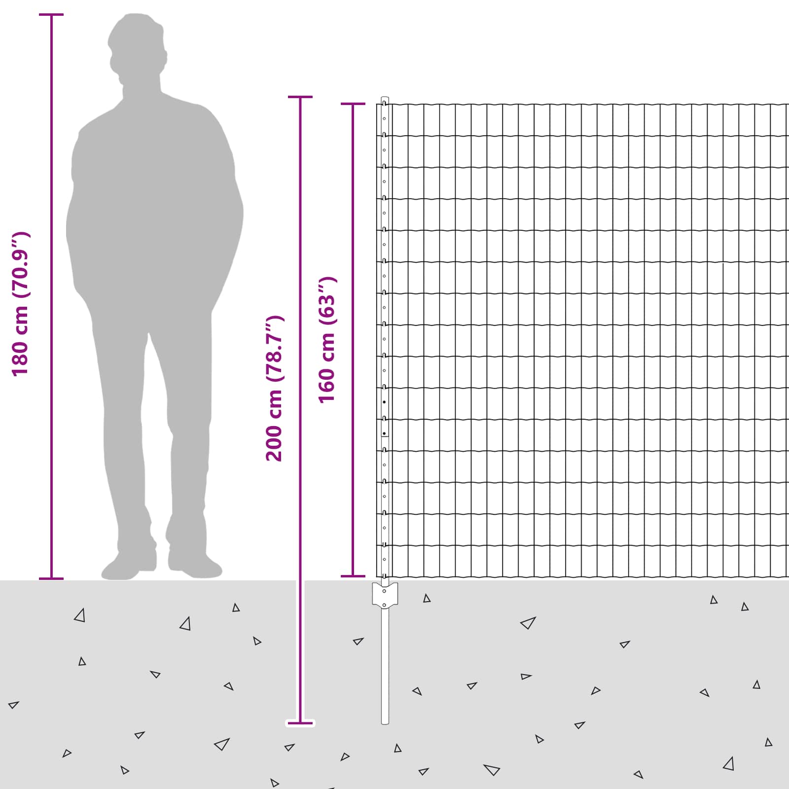 Fence with Post Silver 1.6 x 10 m Steel