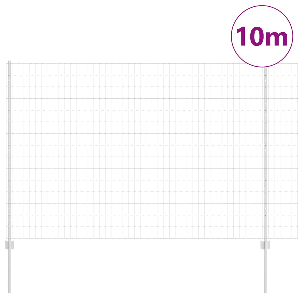 Fence with Post Silver 1.6 x 10 m Steel