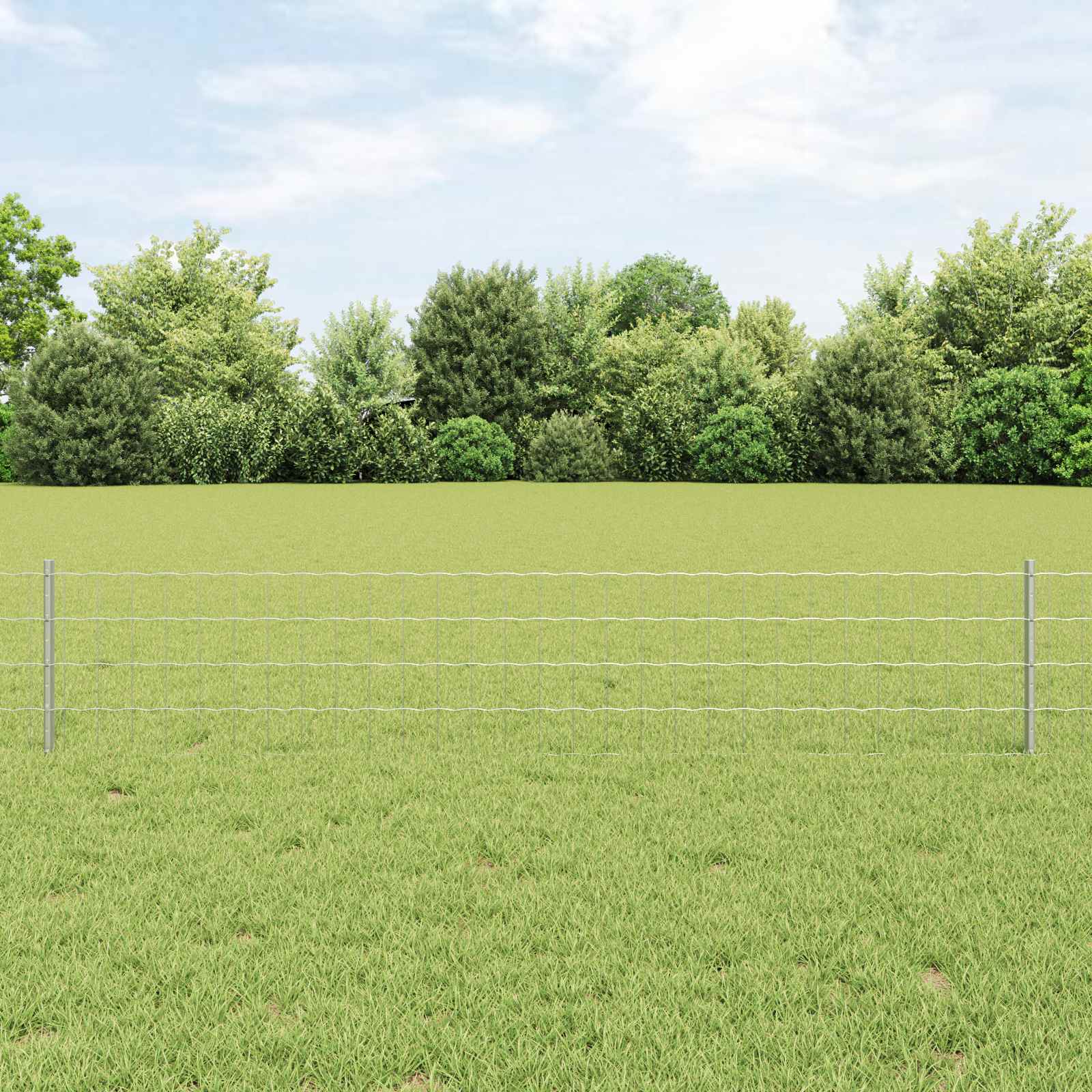 Fence with Post Silver 0.4 x 10 m Steel