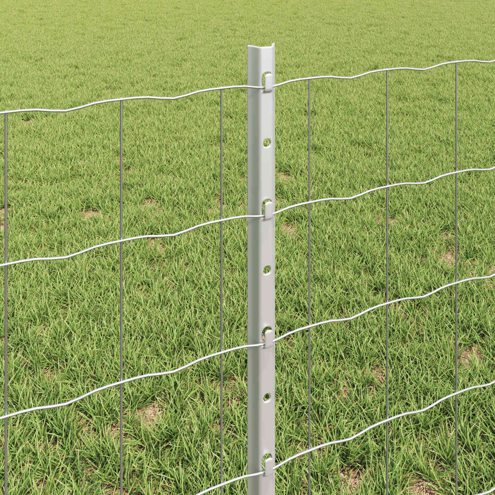 Fence with Post Silver 0.6 x 10 m Steel
