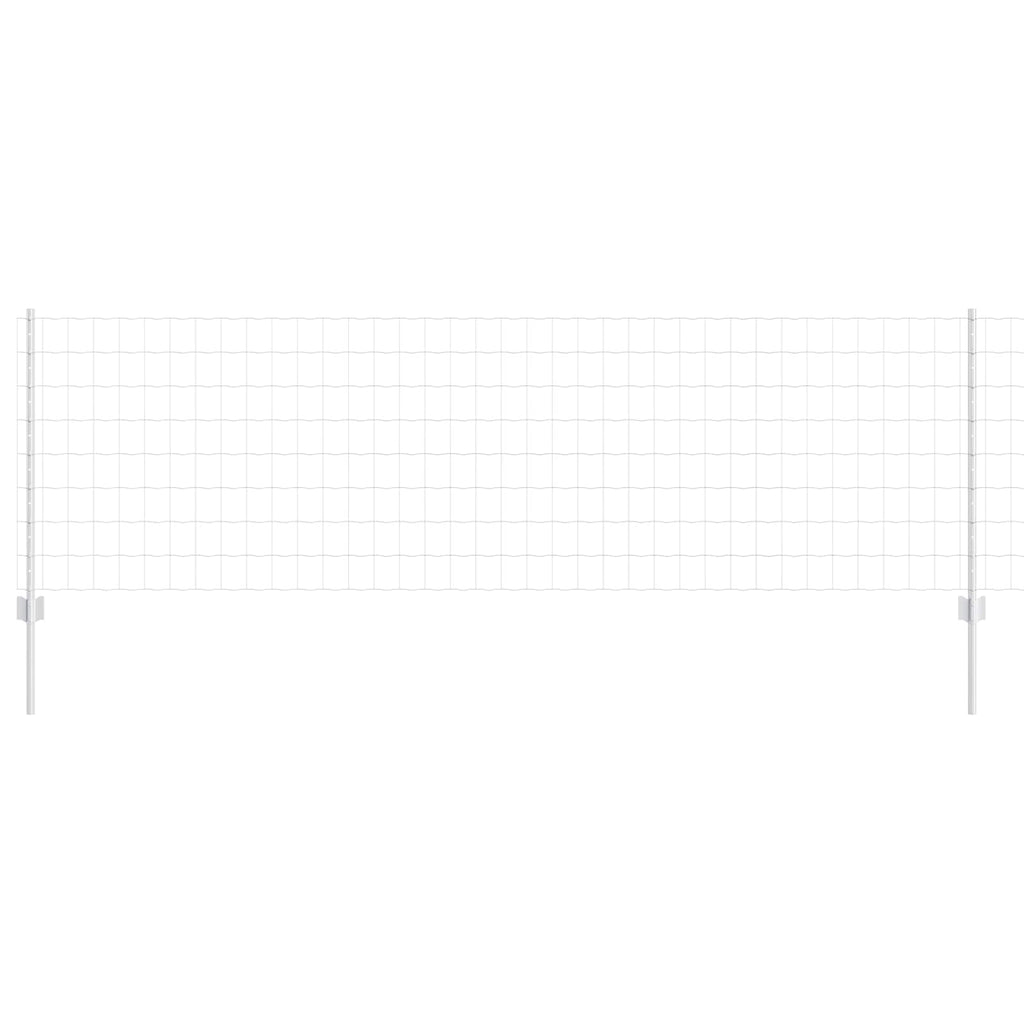 Fence with Post Silver 0.8 x 10 m Steel