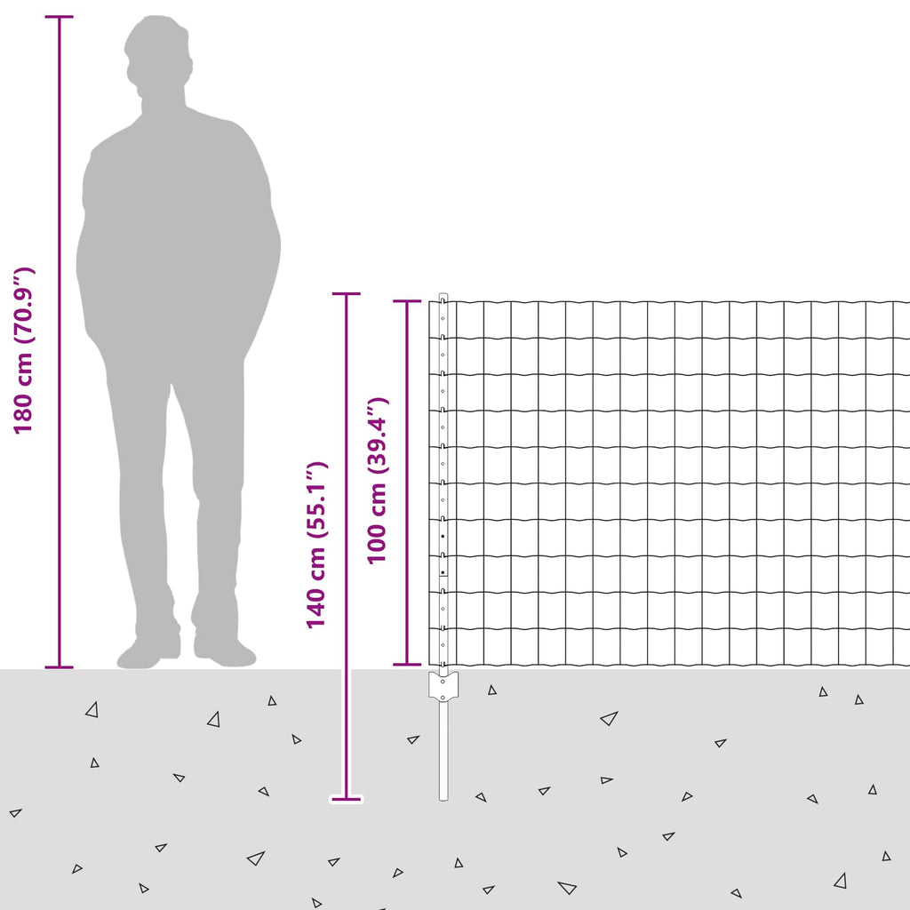 Fence with Post Silver 1 x 10 m Steel