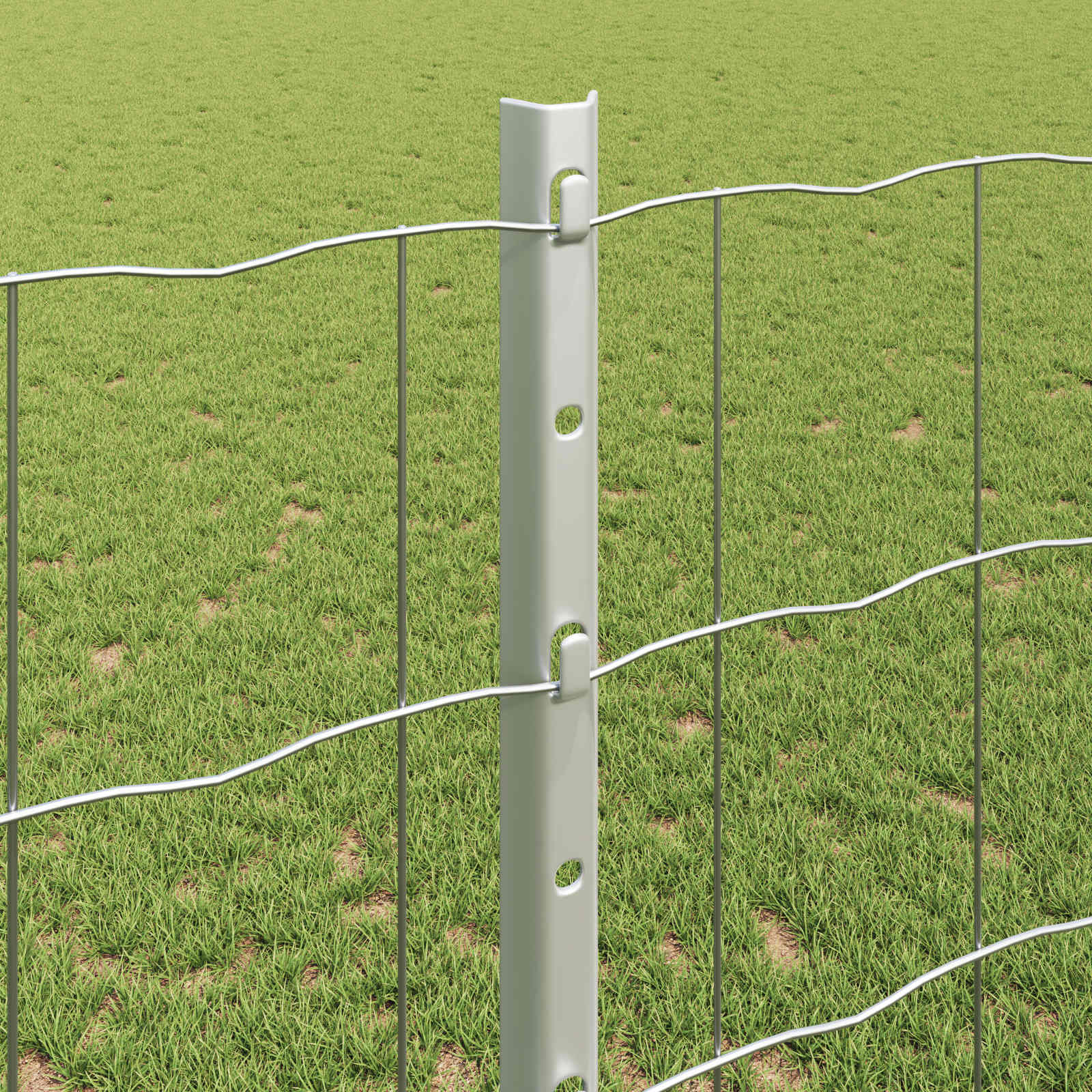 Fence with Post Silver 1.2 x 10 m Steel