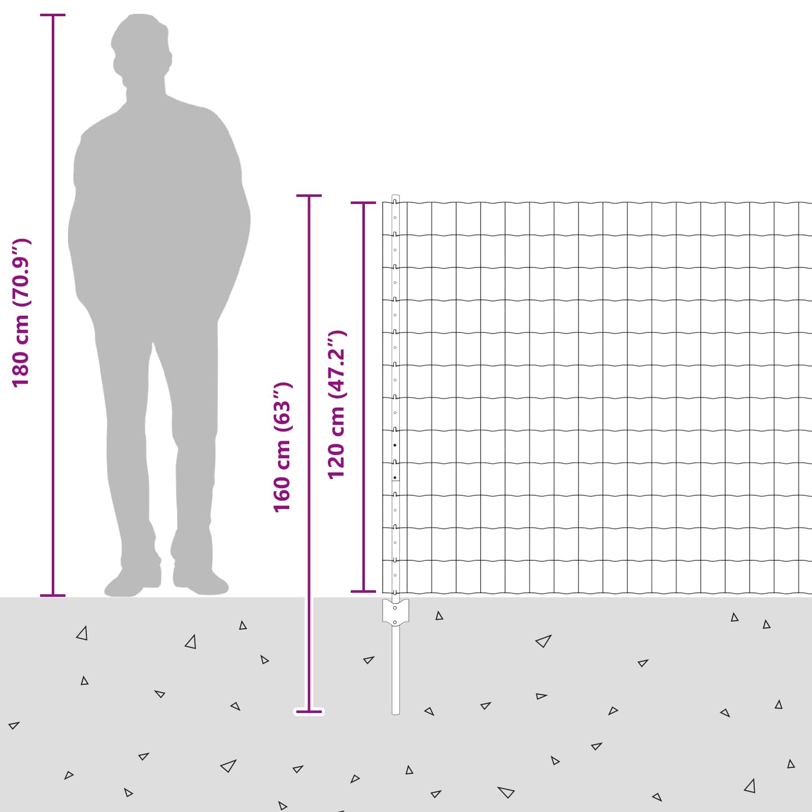 Fence with Post Silver 1.2 x 10 m Steel