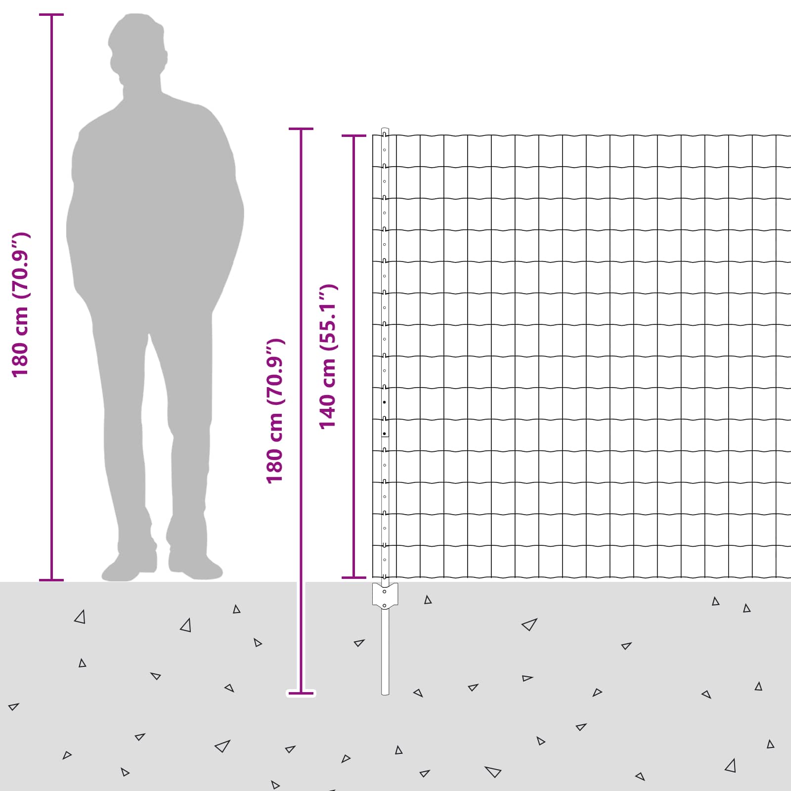 Fence with Post Silver 1.4 x 10 m Steel