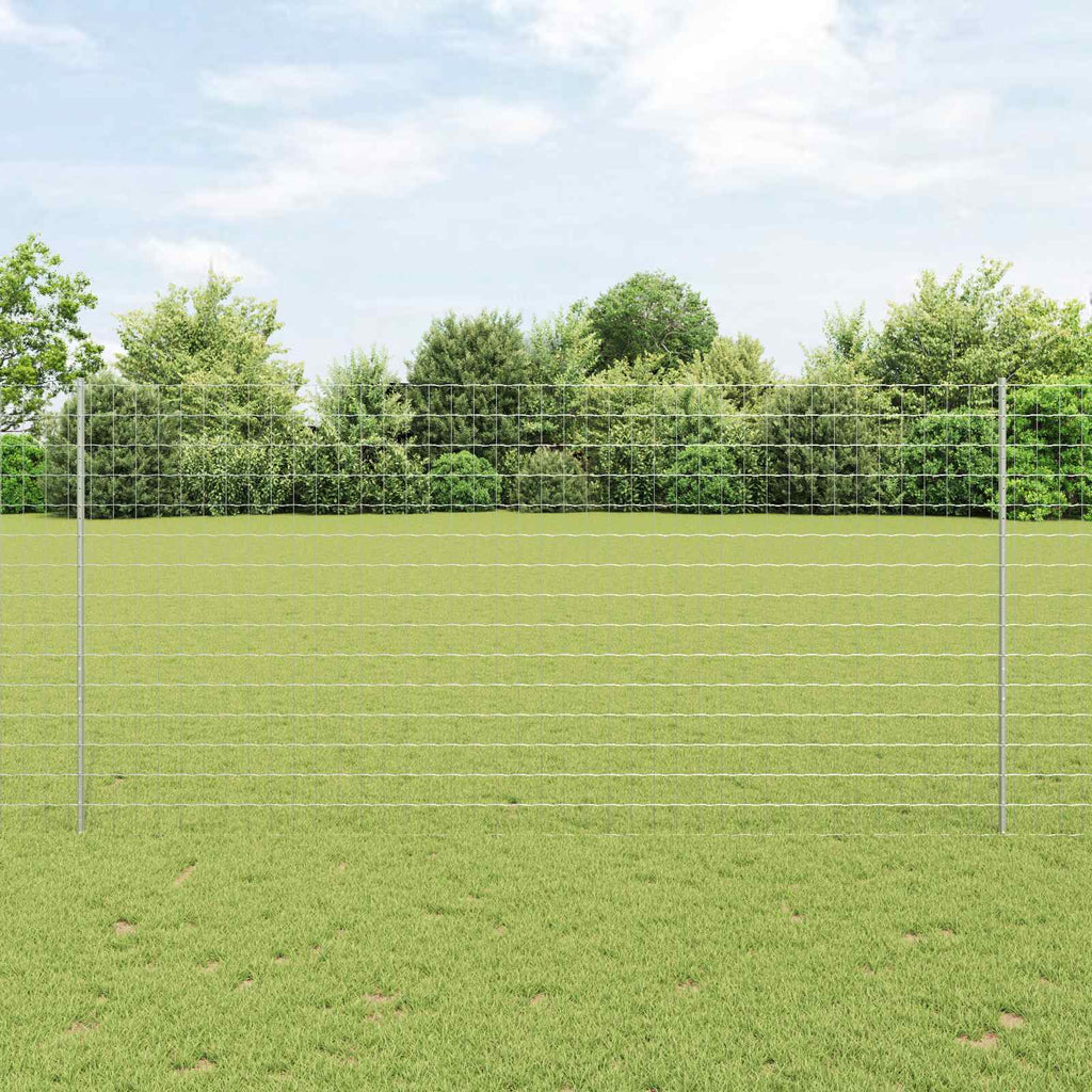Fence with Post Silver 1.5 x 10 m Steel